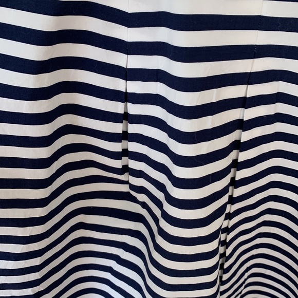 ANN Taylor Loft Navy Blue and White Stripe A-Line Pleated Skirt Size 8 - Picture 5 of 8